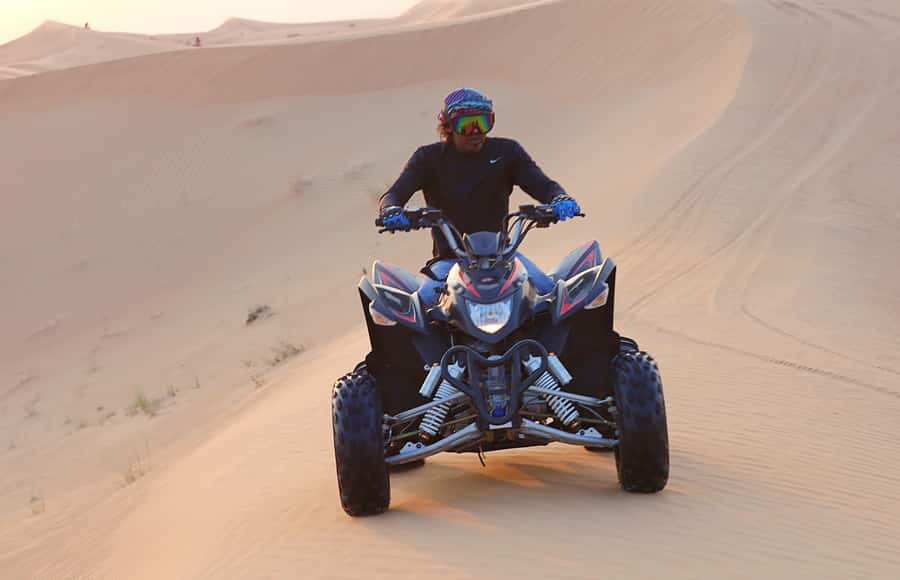 Desert Safari Self-Drive Quad Bike OR Dune Buggy Experience - Inland Sea sunset session: swimming option and guided tour