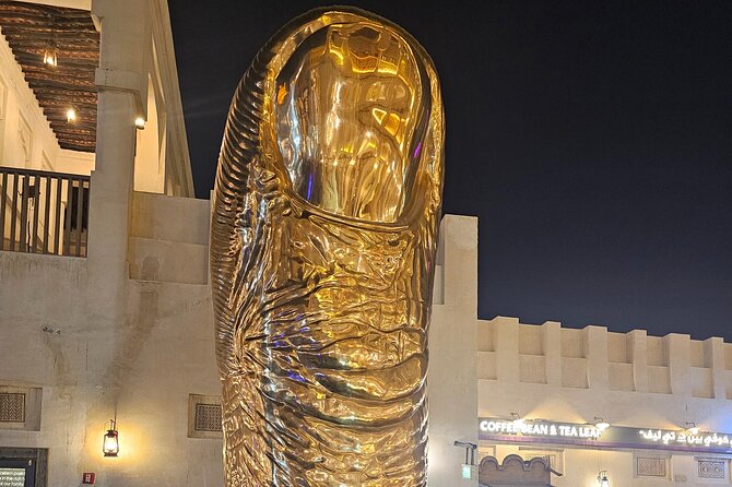 Doha All Inclusive Night City Tour with Traditional Dhow Boat - Lusail City at night and the I Love Lusail statue