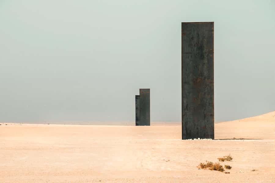 Doha: North and West of Qatar Private Combo Tour - Richard Serra sculpture in the reserve: big steel, smaller steps
