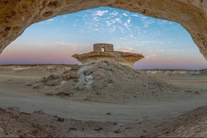 Doha: West Coast Tour Sculpture,Camel Racing Track Rock Formation - Zekreet Rock Formation, White Cliffs, and Mushroom-Shaped Hills