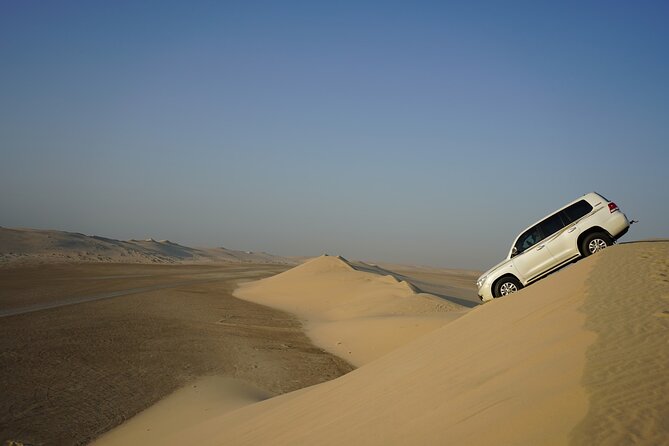 Private Half Day Desert Safari - Stop-by-stop itinerary: Inland Sea at Khor Al Udaid, then Sealine Beach