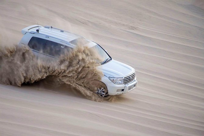 Qatar Gold Dune Safari, Dune Bashing,Camel Ride,Sand Boarding,Inland Sea Desert - Tea Stop and the Inland Sea at Khor al Udaid