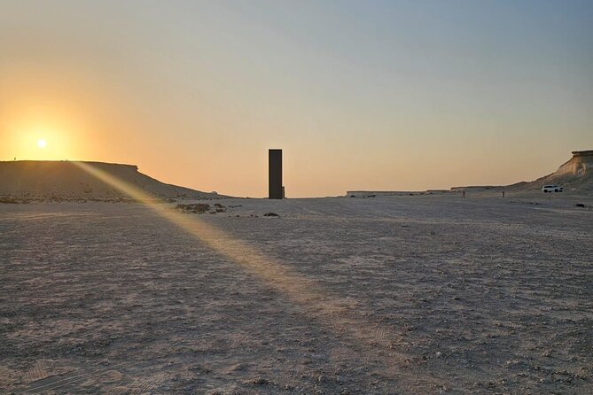 Qatar West Coast Zkreet Richard Sierra Camel Track Rock Formation - Stop 4: Richard Serra East-West/West-East, four steel plates aligned to the desert