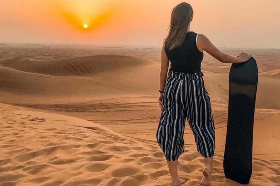 Sunset Desert Safari with Dune Bashing & Inland Sea Views - Mesaieed and Sealine Beach: photos, walking, and sandboarding